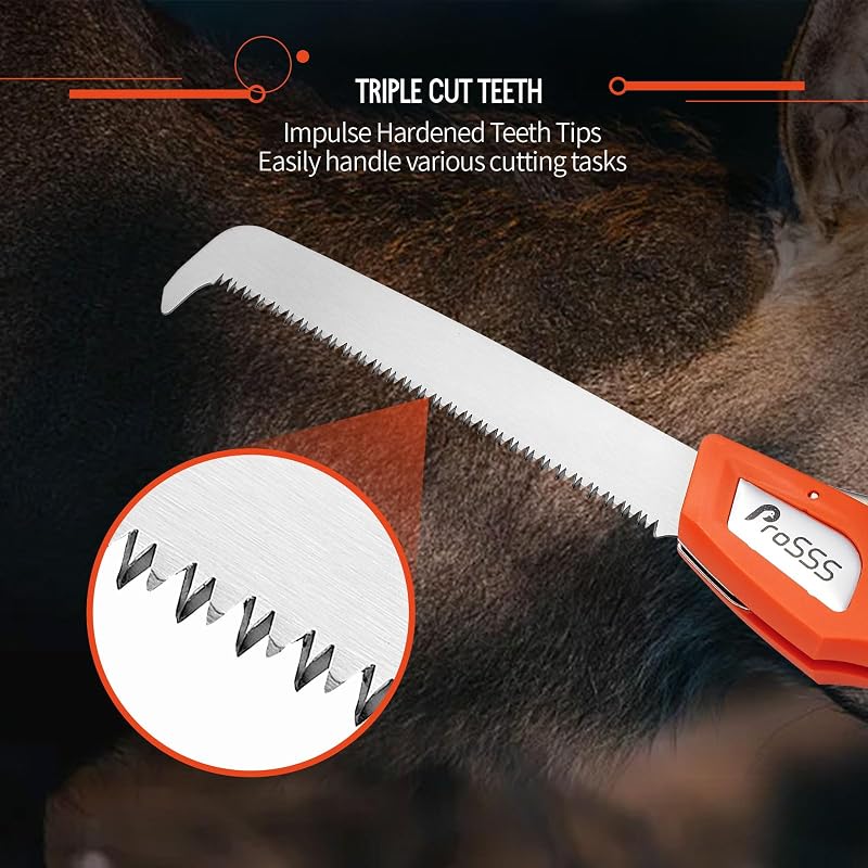 ProSSS 7-Inch Folding Hunting Saw with Replaceable 65Mn Blade – Folding Bone Meat Saw