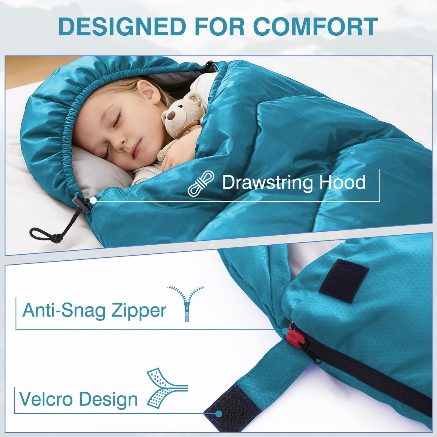 Flantree Sleeping Bags for Adults & Kids for Camping Hiking Trips Warm Cool Weather, Lightweight and Waterproof with Compression Bag, 3-4 Season Indoors Outdoors Activities