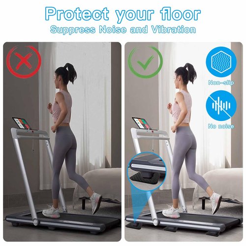 6PCS Non-Slip Treadmill Mat Pads, 4x4 Inch High Density Silicone Exercise Equipment Mat - Double-Sided Anti Vibration Pad for Treadmill, Walking Pad, Exercise Bike, Floor Protection (Square, 6 PCS)