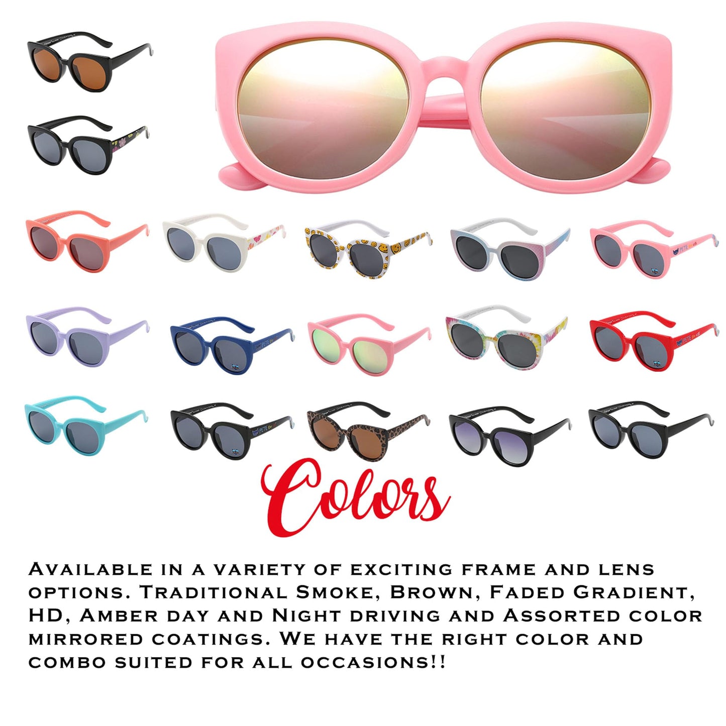 PolarSpex Toddler Sunglasses – Polarized UV Protection Cat Eye Sunglasses with Unbreakable Frame for Girls Age 2-8