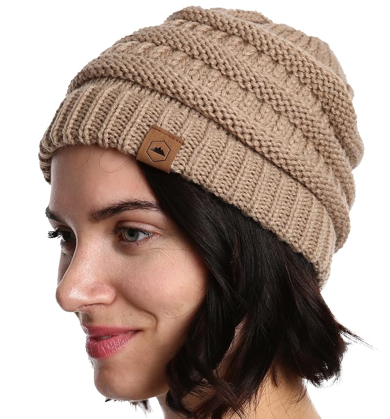 Variation of THIS listing: Beige One Size - Tough Headwear Slouchy Beanie Hat for Women, Itch-Free Acrylic Winter Gear