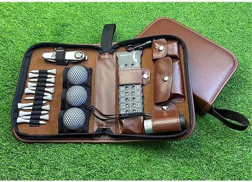 Luxury Golf Gift Set for Men/Women, Leather Portable Accessories Kit with Ball Marker,Telescopic Rangefinder,Divot Tool & More,Premium Golf Lover Present