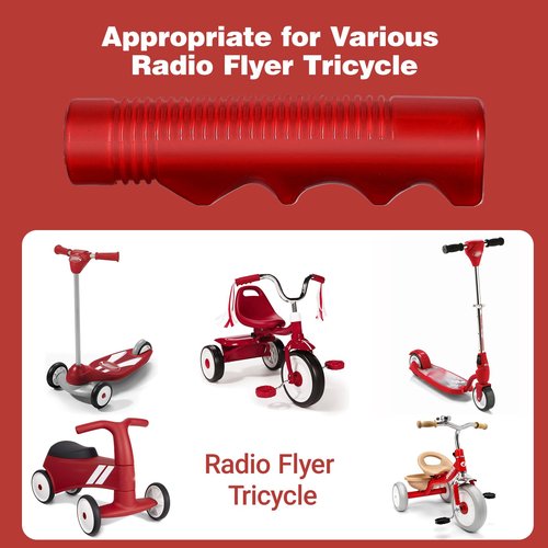 Handlebar Grips Compatible with Radio Flyer Tricycle, 3/4 Inch Bicycle Grip, Kids Non-Slip-Bicycle Handlebar Grips, 1 Pair Red Tricycle HandlebarGrips