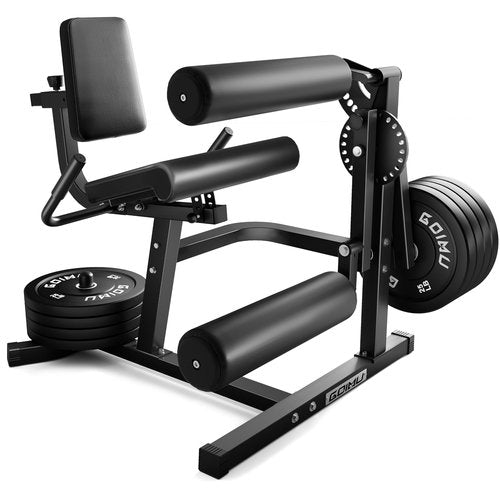 GOIMU Leg Extension and Curl Machine, 4 in 1 Lower Body Workout Machine, Adjustable Leg Curl Machine with Plate Loaded, Leg Extension Machine with Exercise Bench Z2-Upgrade(Black)