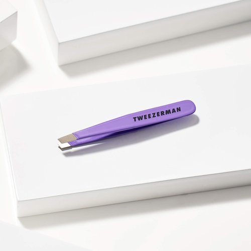 Tweezerman Mini Slant Travel Tweezers For Eyebrows, Travel Tweezers for Eyebrows, Facial Hair, Ingrown Hair (Blooming Lilac)