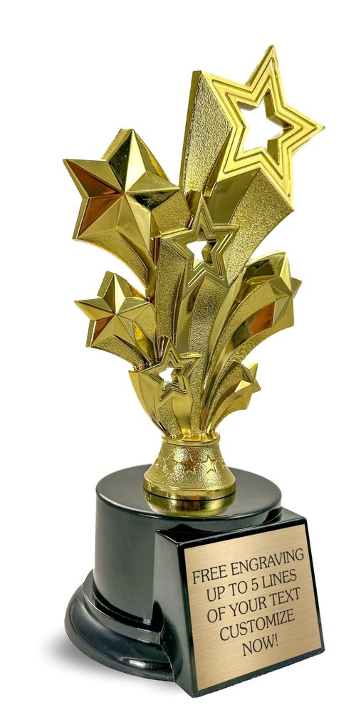 Awards4U Gold Star Trophy - 8 Inches Tall Rising Star Trophy Award with Custom Engraved Plate - Personalized Star Trophies for Employee, Sports, Students, and Achievement Recognition