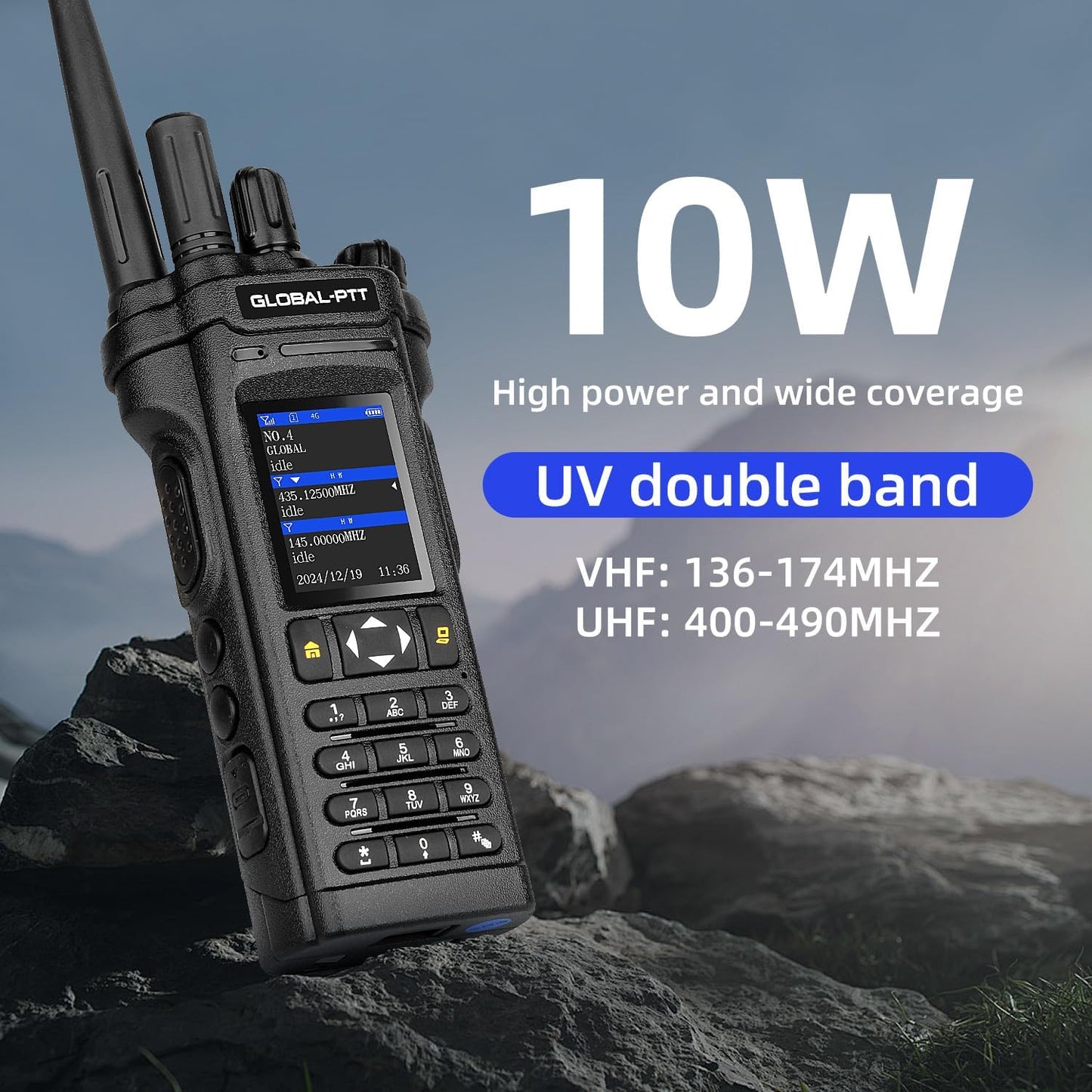 2-Pack 4G LTE PoC and Analog Two-Way Radios, Dual Band UHF/VHF 10w Power Unlimited Nationwide Range Walkie Talkie - Included 1-Year Data Plan (5288 Plus)