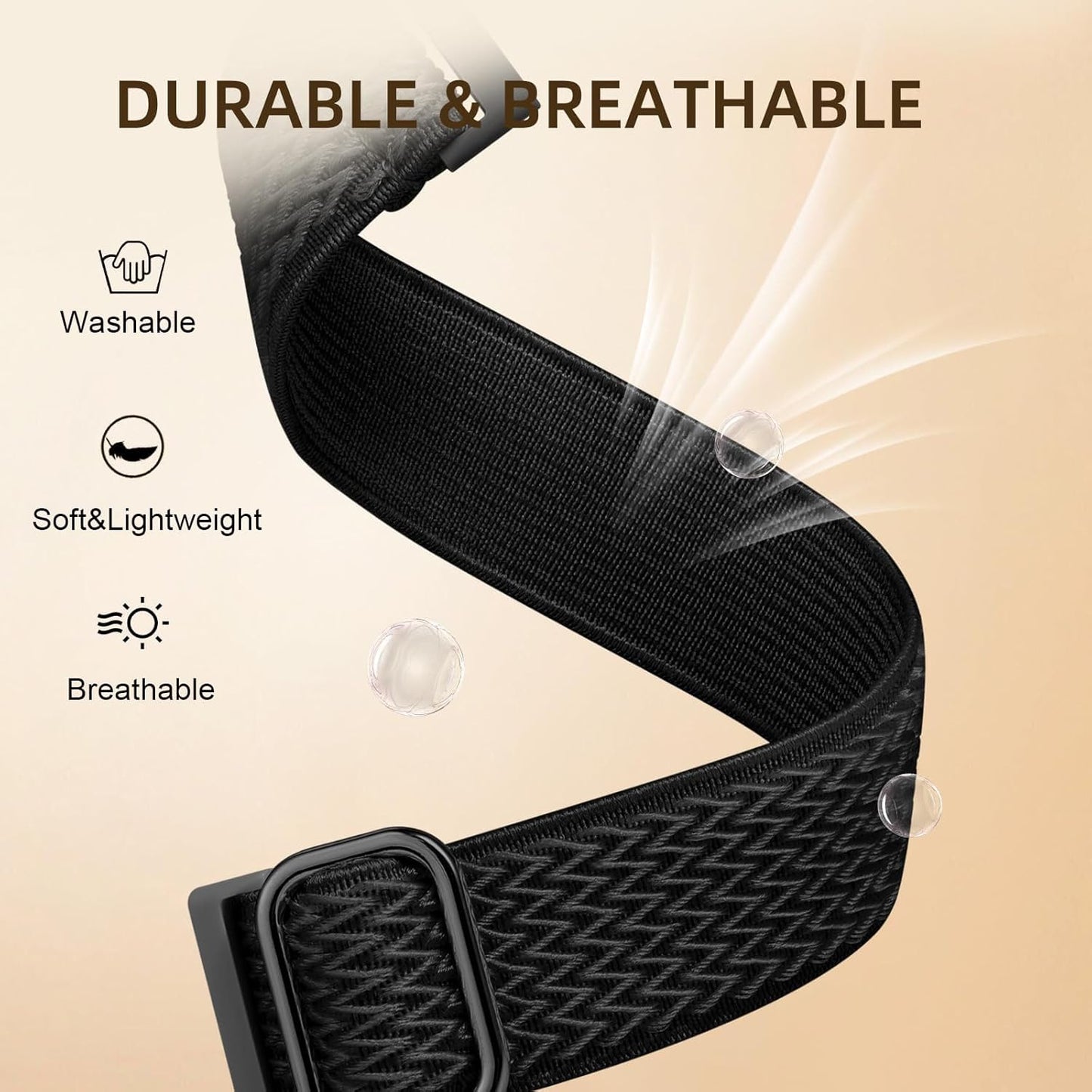 ID208 Plus Smart Watch Bands, 22mm Stretch Breathable Elastic Nylon Bands for Fitpolo/Quican/Aeac/Tensky ID208 Plus Smartwatch Replacement Wristband Adjustable Straps (3-Pack)
