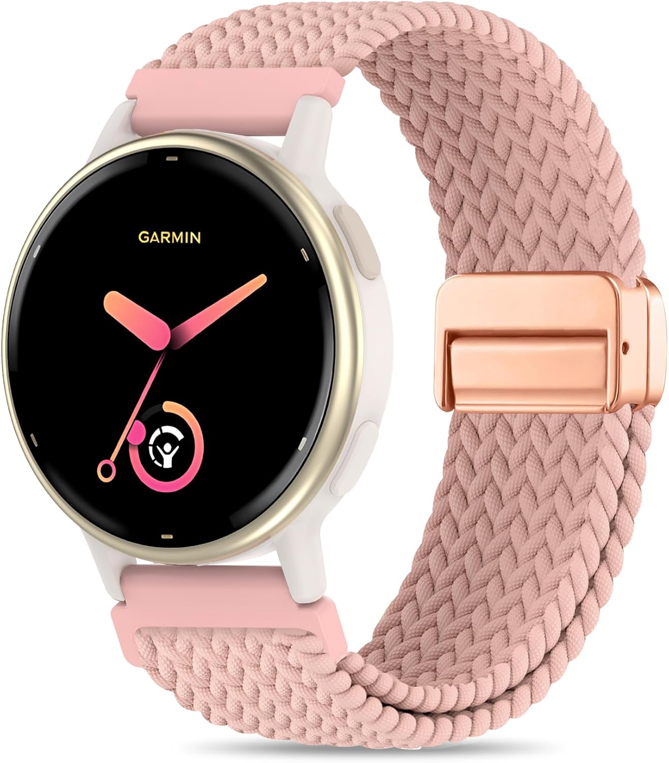 20mm Magnetic Braided Nylon Band Compatible With Garmin Vivoactive 6/Vivoactive 5/3/3 Music Watch Bands, Quick Release Stretchy Strap Replacement for Venu Sq 2/Forerunner 55/165/245/645