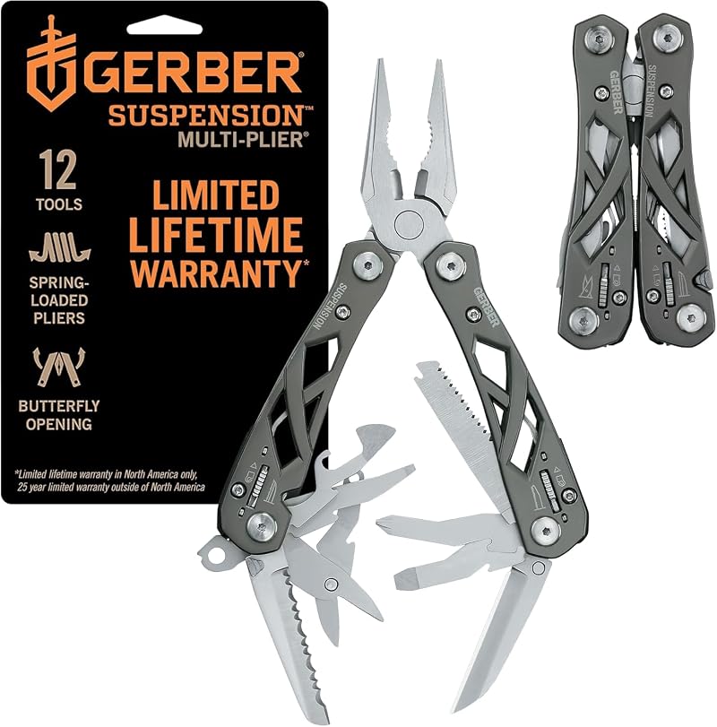 Gerber Suspension NXT 12-in-1 Multitool with Pliers, Knife & Sheath - Grey (Variation: Grey+1)