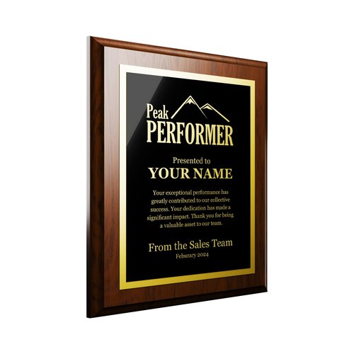 Custom 8x10 Plaque Award - Personalized Black, Cherry, and Dark Cherry Trophy Plaque with Engraved Metal Plate for Retirement, Service, Thank you, Employees, Co-Workers, Friends, Achievements.