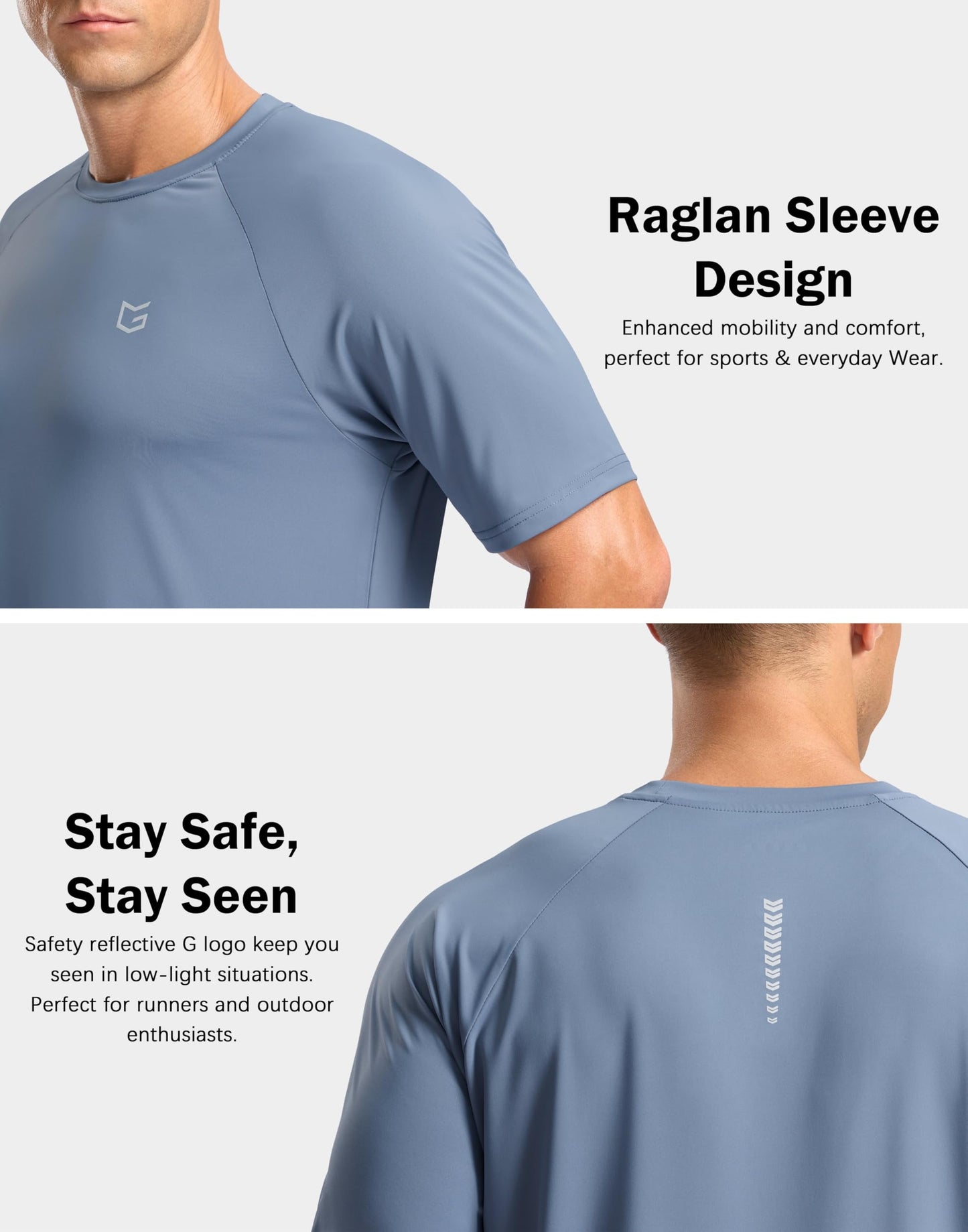 G Gradual Men's Athletic Workout T-Shirts Moisture Wicking Cooling Running Shirts Short Sleeve Performance Tee for Gym Tennis(Slate Blue,4XL)