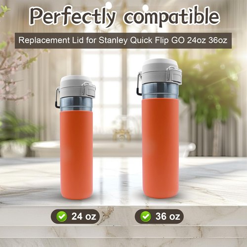 JTJEI Replacement Lid for Stanley Quick Flip GO, Top Cover Compatible with Stanley Cup 24oz 36oz, One Button Water Bottle Cap for Stanley Quick Flip GO, Leakproof, BPA-Free