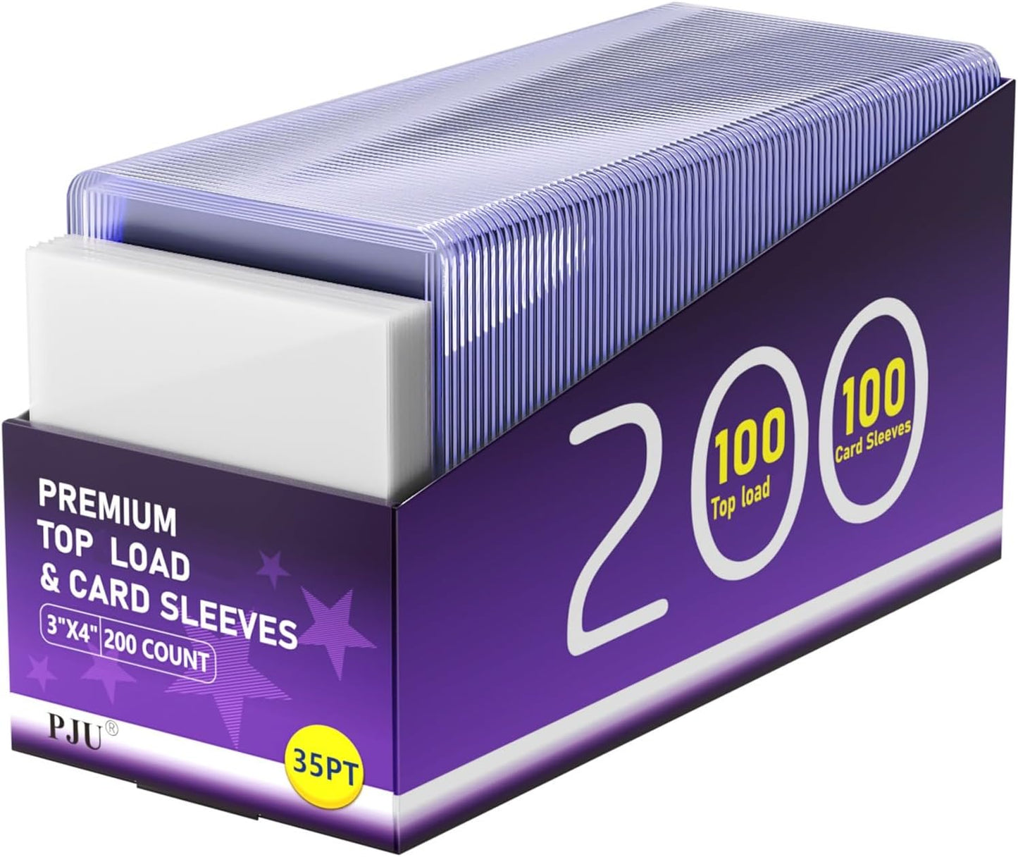 200 Card Sleeves Top Loaders for Cards, Toploaders Premium Baseball Card Sleeve Hard Plastic, 3" x 4" Trading Cards Holder, Sports Protectors(100 Toploaders + 100 Penny Sleeves)