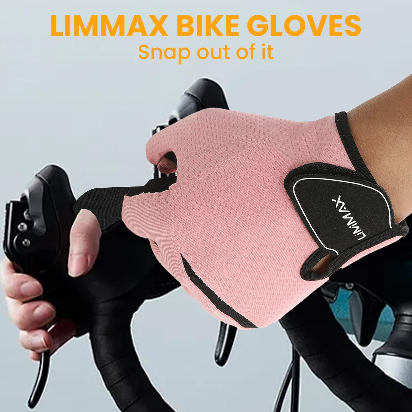Premium Breathable Fitness Gloves by LiMiMAX - Half Finger Pink Gym Gloves for Men & Women, Non-Slip Padded Palm & Adjustable Wrist Support for Weightlifting, Cycling, Crossfit
