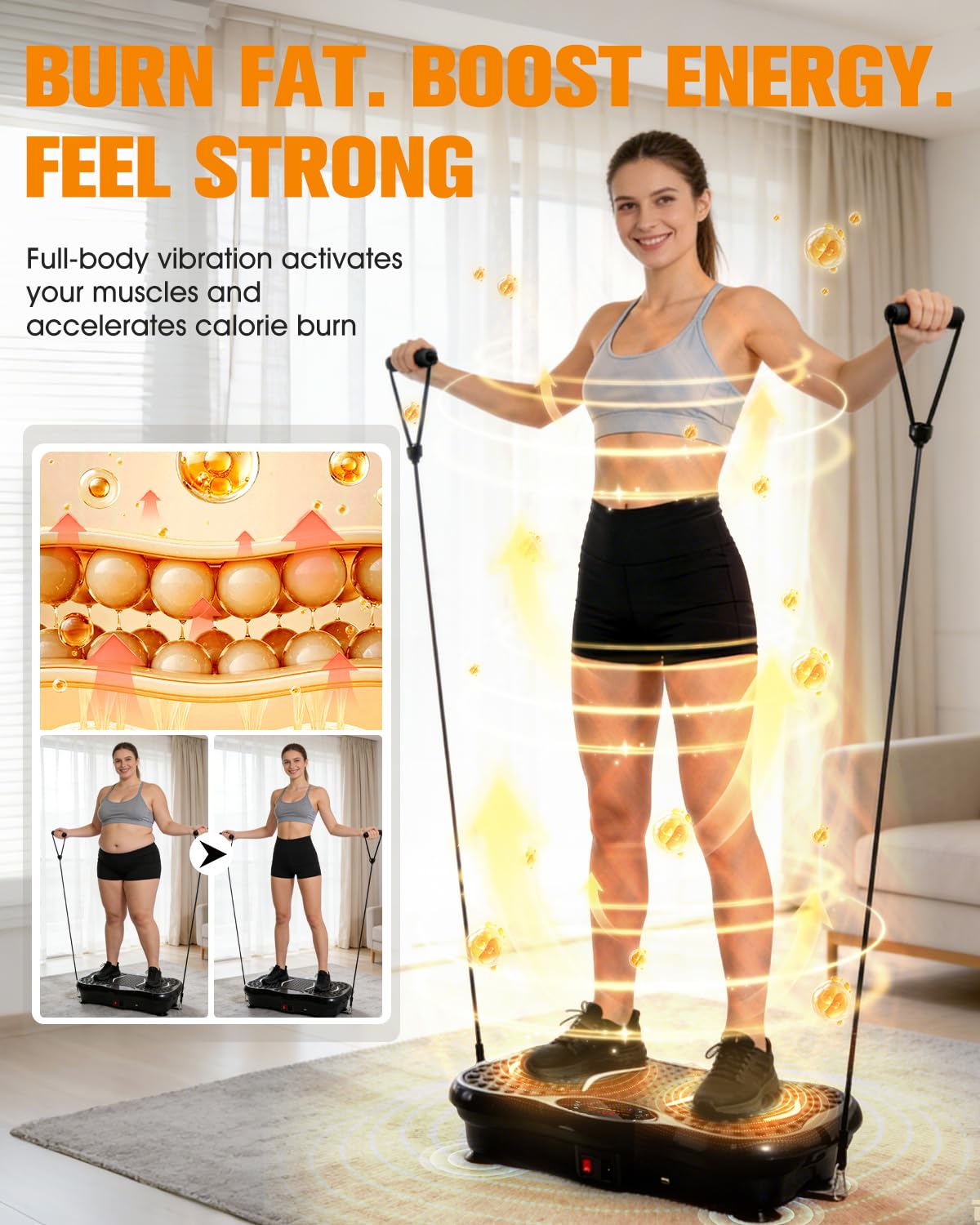 Movpeak Vibration Plate Exercise Machine, Full Body Vibration Platform for Lymphatic Drainage, 99 Speed Levels, 5 Workout Modes & Resistance Bands, Home Gym Equipment for Shaping, Toning & Weight Loss