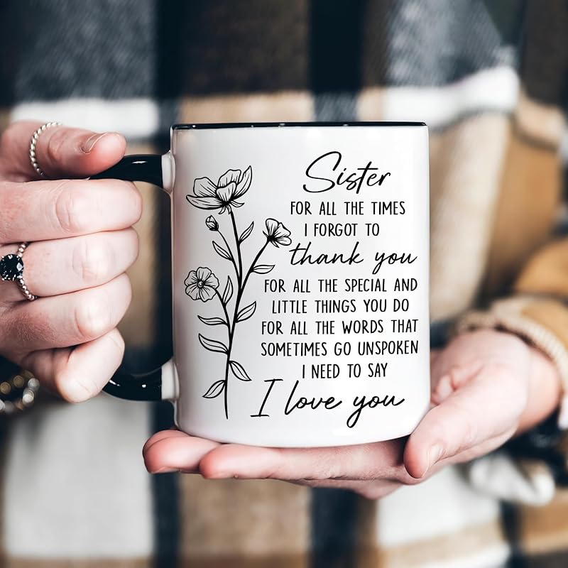 Sister Coffee Mug 11 oz – Gift Set with Keychain – From Sister Variation: Sister