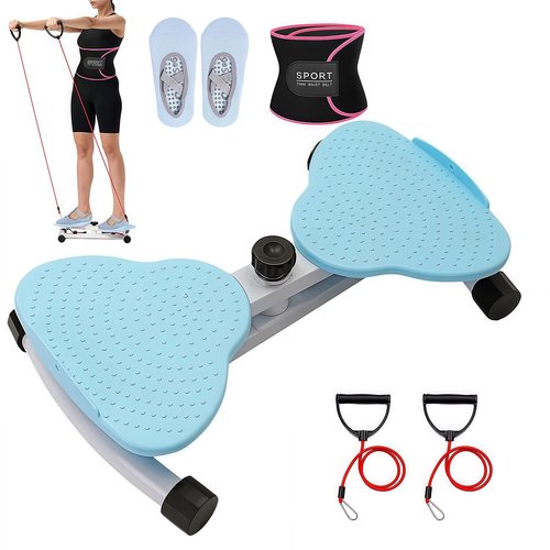 Waist Twisting Machine Waist Twister Board with Resistance Bands Twist Board for Exercise with Non-Slip Socks und Waist Trainer Belt for Women Belly Fat AB Twister (Blue)