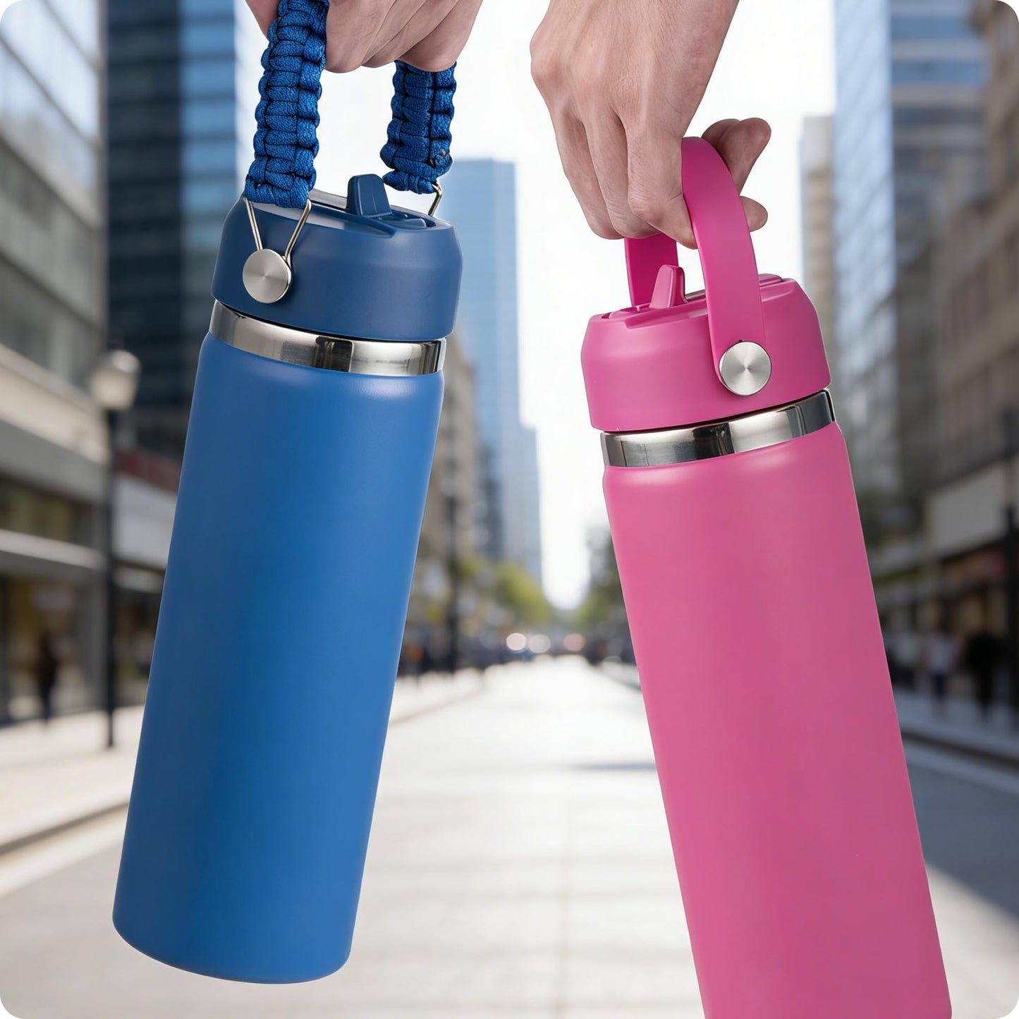 Prurex Straw Lid - Replacement Cap for Hydro Flask 12/16/18/20/32/40/64 oz Wide Mouth Bottles - with Weaving Handle, Fits Thermoflask & Iron Flask(2 Pack)