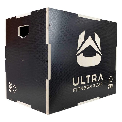 Ultra Fitness Gear Wooden Plyo Box, 31 Plyometric Jump Training Squat, Step Up, Jumps & More Workout Size S, M, L, XL, Home Gym Exercise Equipment (Black Anti-Slip, X-Large 30/24/20)