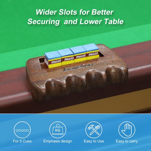 GAMESUN Weighted wooden 5-Cue pool cue stick holder, billiard cue stick holder, chalk holde