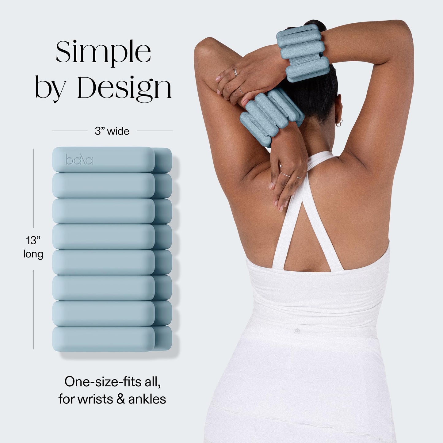 Bala Bangles Wrist & Ankle Weights for Women & Men - 2 lb Adjustable Weighted Bands - Soft Silicone Arm & Leg Weights for Pilates, Yoga, Walking, Barre, Home Workout & Strength Training Exercise