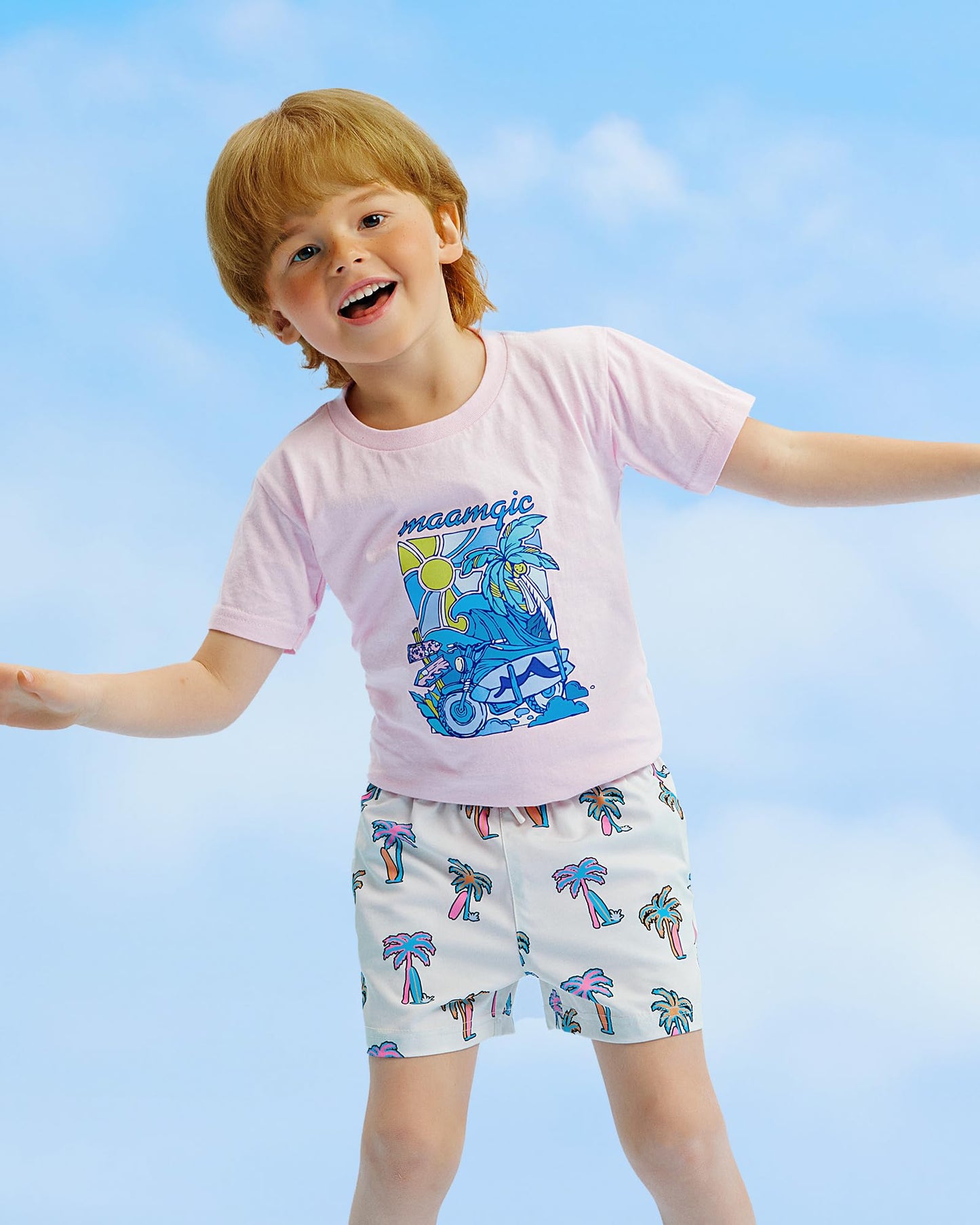 maamgic Boys Swim Trunks with Compression Liner Quick Dry Swim Shorts Anti-Chafe Boy Bathing Suit with Boxer Brief Toddler Swimsuit Coconut White 10/12