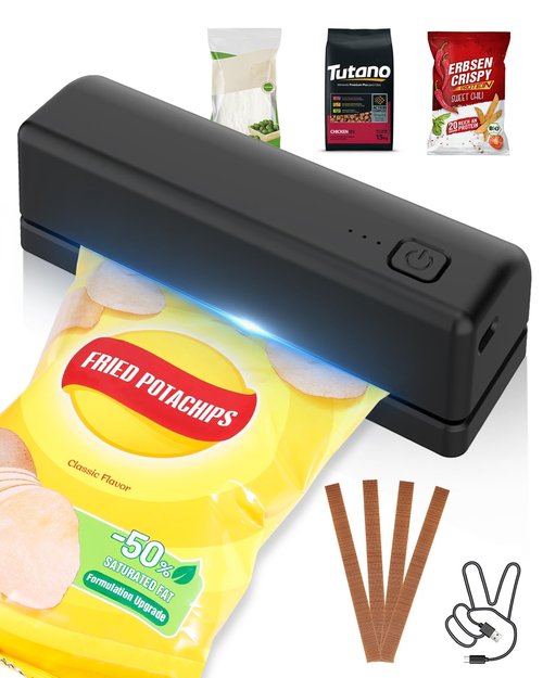 Mini Bag Sealer with 3000mAh Rechargeable Battery – Portable Heat Sealer for Snack, Chip & Food Storage Bags – Compact & Easy to Use for Home & Travel