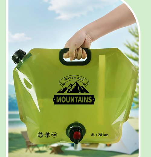 Outdoor Water Bag with Faucet, 2 Pcs Random Color 8 L(281 oz) Thick PE Folding Camping Water Bag for Outdoors (2)