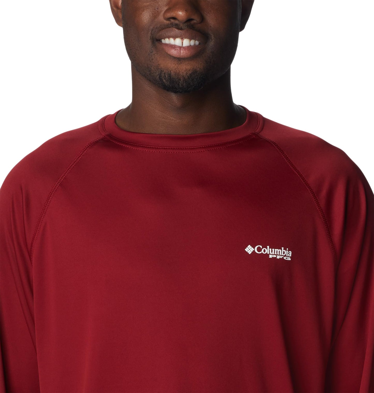 Columbia Men's PFG Terminal Tackle Long Sleeve Fishing Shirt, Beet/White Logo, Large Tall
