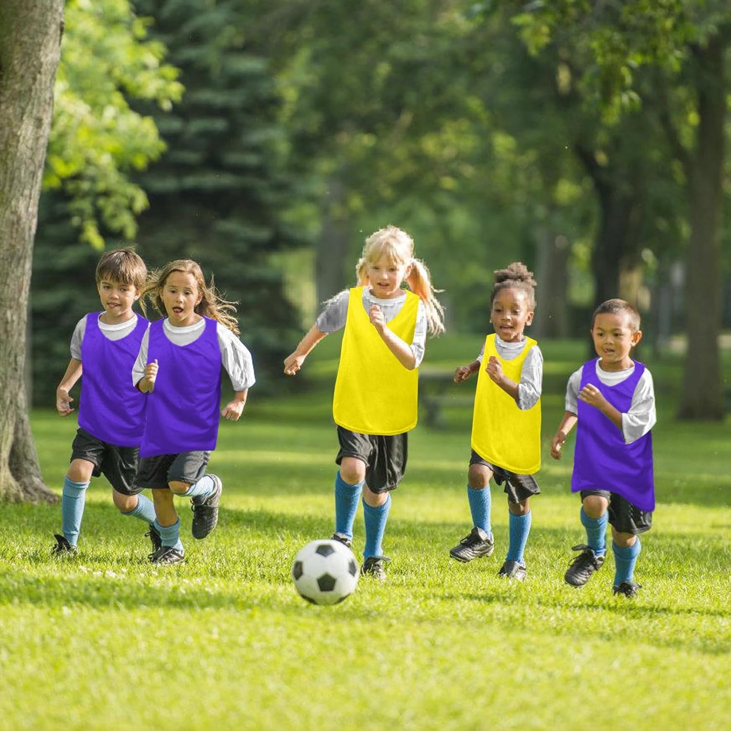 12 Pack Pro Training Pinnies for Youth & Adult Mesh High-Vis Scrimmage Vests for Soccer, Basketball, Volleyball Teams