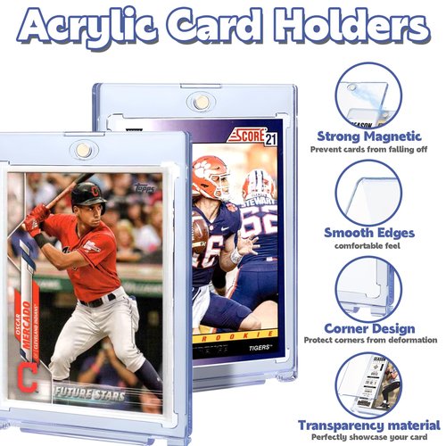 XccMe 200ct Magnetic Card Holder for Trading Cards,35pt One Touch Card Holder,UV Protectors Hard Plastic,Display Card Case,Baseball Cards Holder for Sports,Football,Game,MTG (200 PACK)