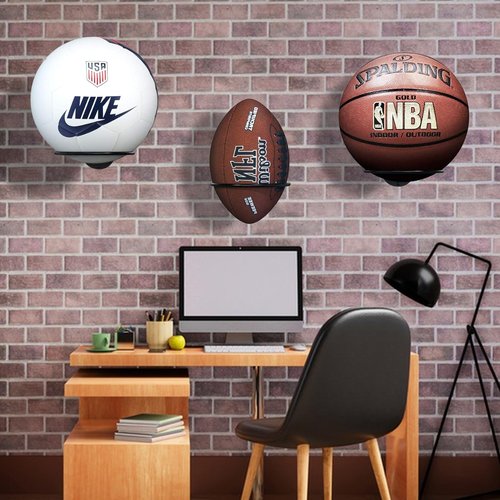 QBXMY7 8 Pcs Wall Mount Ball Holder | Basketball/Football/Volleyball Storage Rack | Heavy Duty Sports Room Decor with Detachable Design