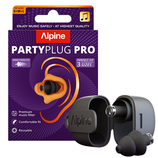 Alpine PartyPlug Concert Ear Plugs - Noise Reduction Ear Plugs for Party, Concert, Festival and Music - Reusable Earplugs (Pro Black (Multisize))
