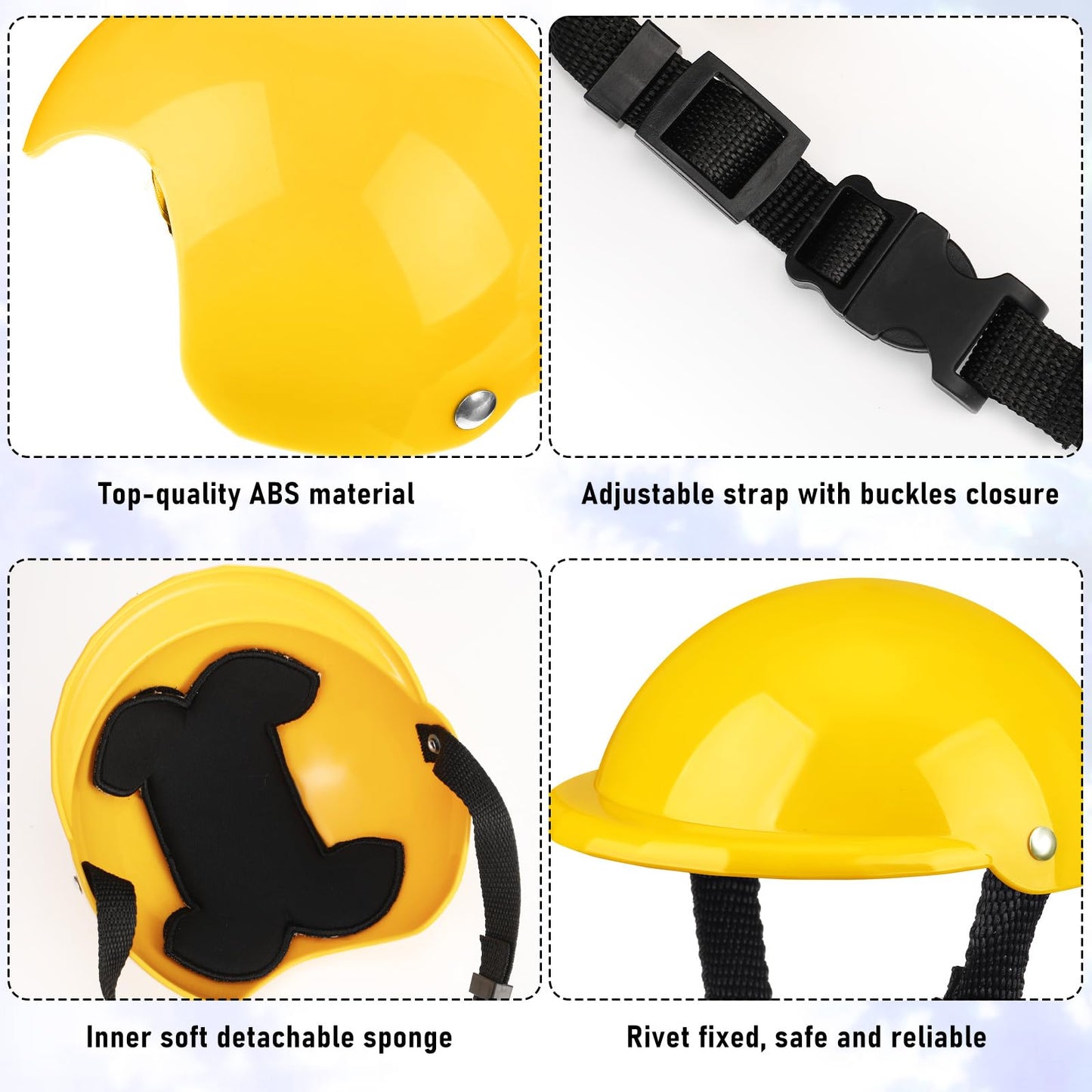 Frienda Dog Helmet and Goggles, UV Protection Doggy Sunglasses and 4 Inch Padded Puppy Motorcycle Helmet Adorable Dog Goggles with Adjustable Belt for Small Dogs Puppy Riding(Yellow,L)
