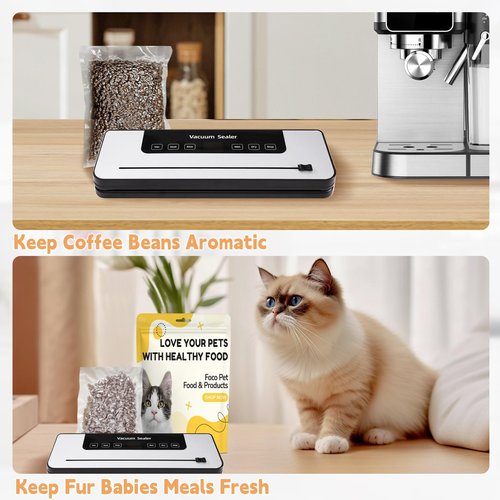 Food Saver Vacuum Sealer Machine for Fresh Food with 50 Bags,Dual Dry/Wet Modes，Built-in Cutter for Vacuum Seal Bags，Strong Suction Power，White