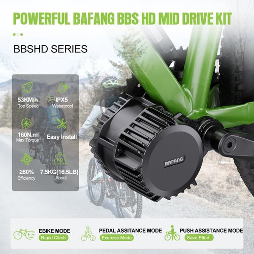 Bafang 1000W Mid Drive Kit,Bafang BBSHD BBS03 Ebike Conversion Kit with Display,48V 8Fun Electric Bike Conversion Kit for Moutain Road Bike(500C,No Battery)