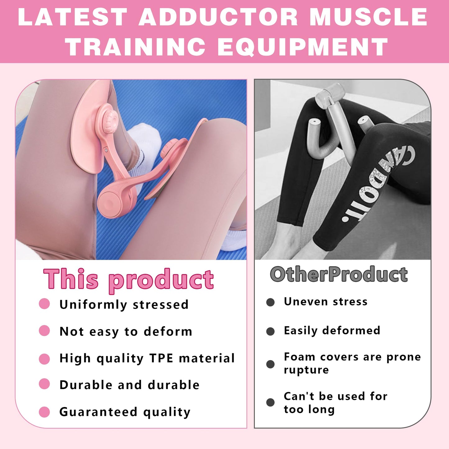 Inner Thigh Exerciser Thigh Trainer Kegel Exerciser, Pelvic Floor Muscle Trainer with Resistance Band -Inner Thigh & Hip Exercise Equipment for Women and Men - Postpartum Rehabilitation Home Workout