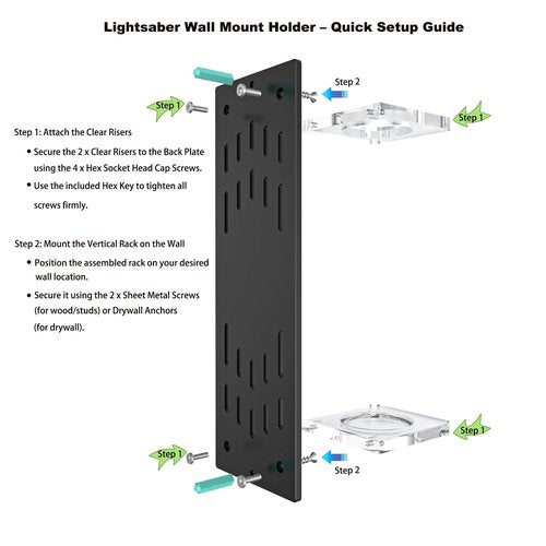 Light Saber Wall Mount Holder, Acrylic Saber Sword Stand Display, Vertical Wall Mounted Light Saber Display Rack Compatible with Most Hilts, Black Base