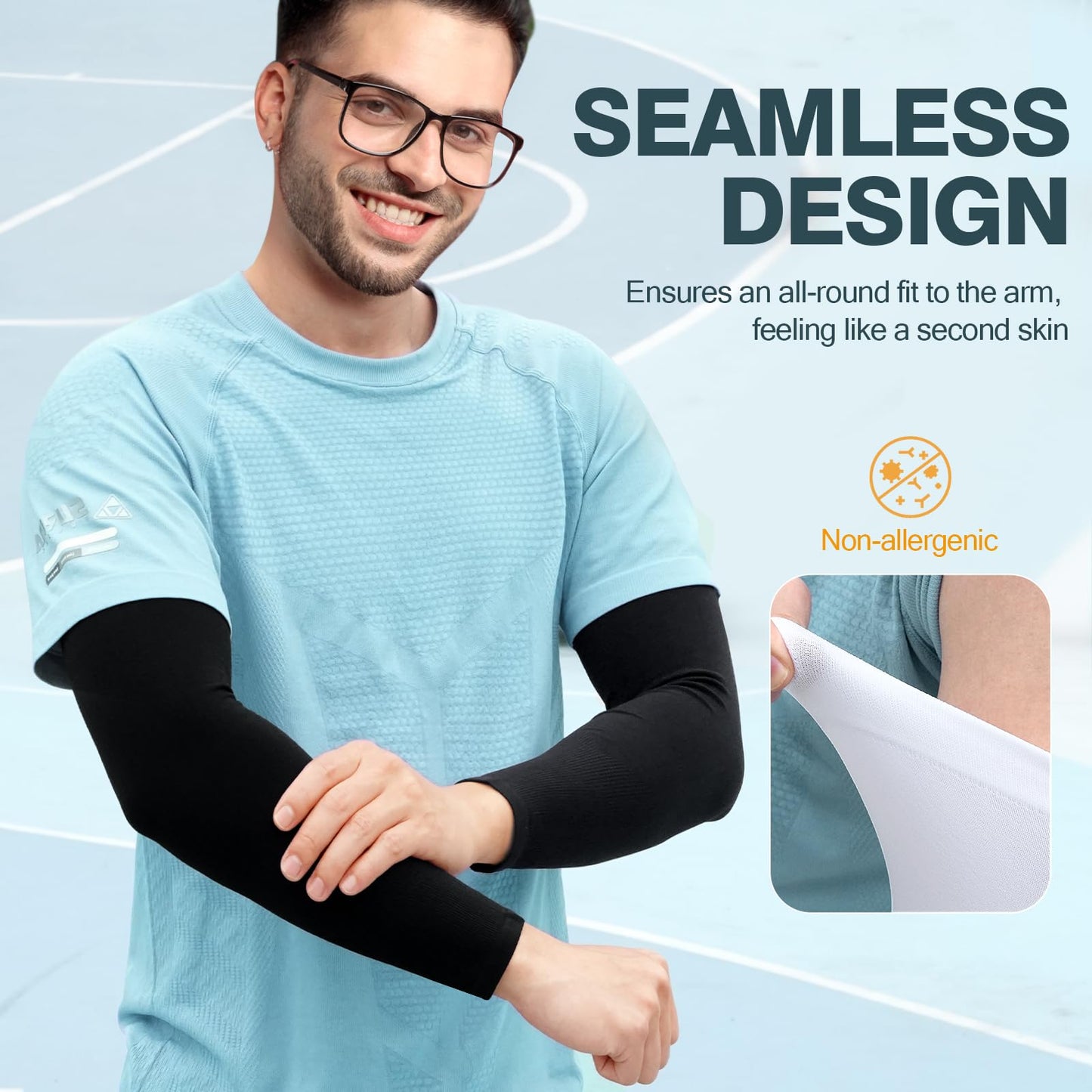 Rescoto 4 Pairs UV Protection Cooling Arm Sleeves Compression Sun Sleeves for Men Women Youth, Tattoo Cover Up, UPF 50