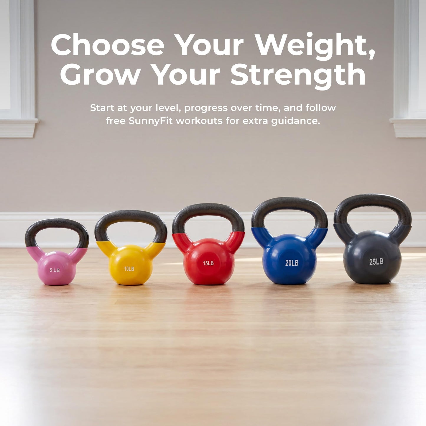 Sunny Health & Fitness Sunny Vinyl Coated Kettlebell (5-Pound)