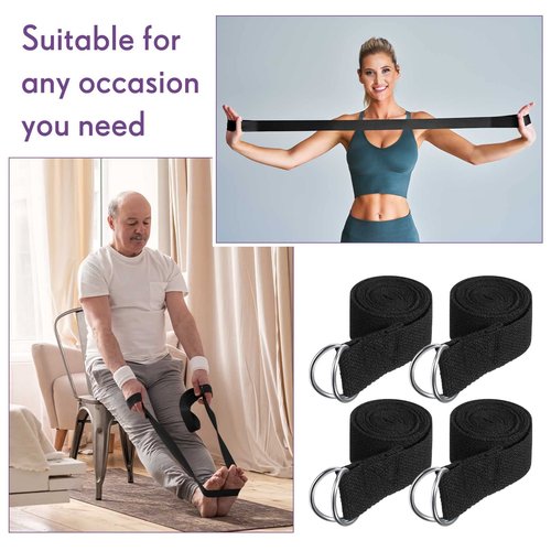 Jerify 10 Pcs Yoga Strap for Stretching Bulk 6ft Exercise Stretch Band with Metal D Ring Adjustable Pilates Non Elastic Yoga Stretch Belt for Women Men Physical Fitness Gym Workout Dance(Black)