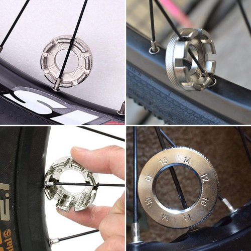 Goabroa Bike Spoke Wrench, Hard Steel 8-in-1 Hardened Steel Bicycle Rim Truing Kit for Precision Wheel Tension Adjustment, Compatible with 10/11/12/13/14/15G Spokes Nipples