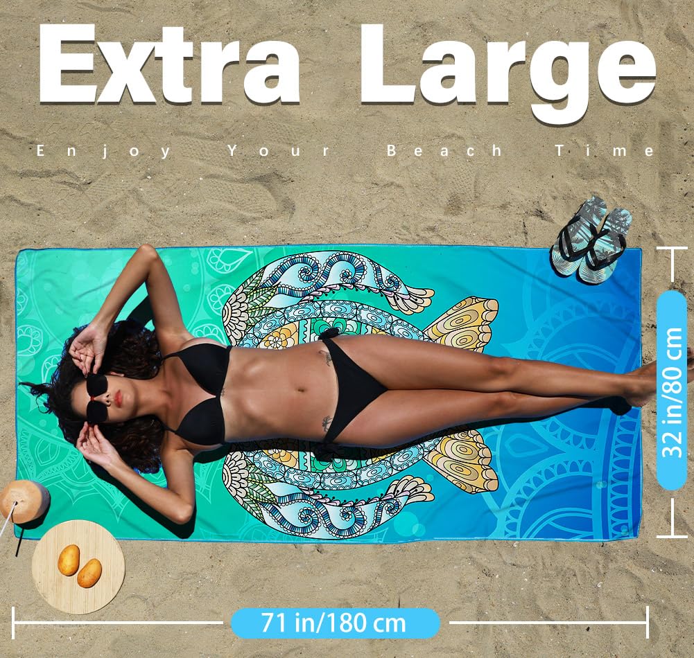 Widdonen Microfiber Lightweight Thin Beach Towel Sand Free Quick Dry Absorbent Compact Towels for Swimming Pool Camping Beach Accessories Large Easy Pack Travel Things for Vacation Essentials Gift