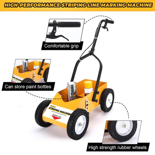 YOOLLE-TOOLS 2395000 High-Performance Striping Line Marking Machine, Parking Lot Striping Machine, Compatible with Professional Inverted Striping Spray Paint, 9.8" x 13" x 28.3", Yellow