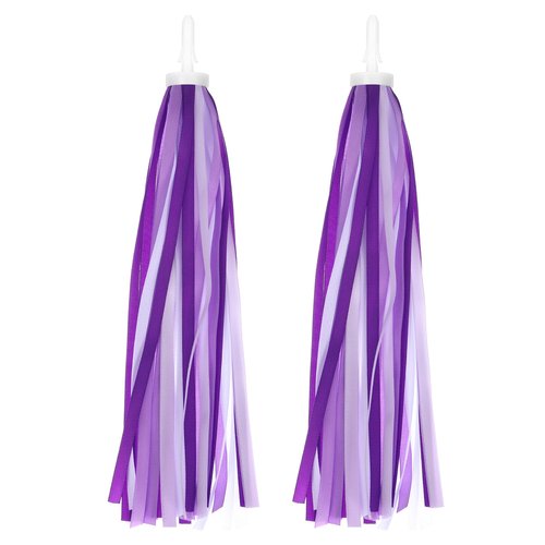 Aysatogc 1 Pair Bike Streamers, Bike Tassels for Kids Handlebar Streamers Child Bikes Accessories Handle Bar Grips Accessories Scooter Bicycle for Girls and Boys(Purple White)