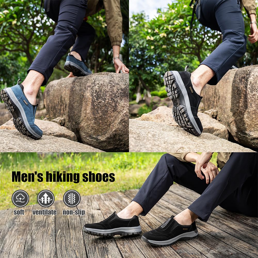 Ideacloth Shoes for Men, Ideacloth Orthopedic Shoes for Men, Comfortable Slip-On Outdoor Hiking Sneakers (Blue, Adult, Men, 9, Numeric, US Footwear Size System, Medium)