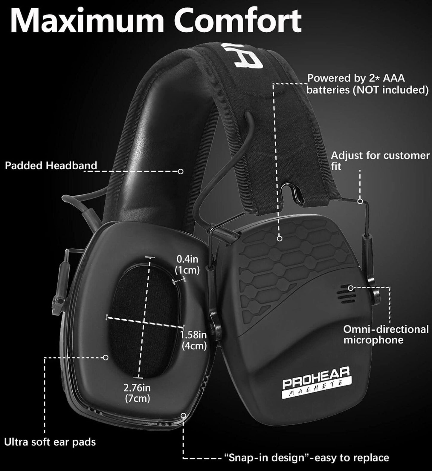 PROHEAR 030 Bluetooth 5.4 Electronic Shooting Ear Protection Earmuffs, Noise Reduction Sound Amplification Hearing Protector for Gun Range and Hunting