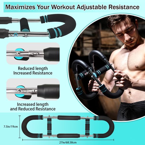 Saker Twister Arm Trainer, Adjustable 66-110LB Forearm Strengthener Chest Exerciser, Heavy-Duty Spring Resistance Upper Body Workout Equipment, Wrist Trainer for Home Gym & Portable Strength Training