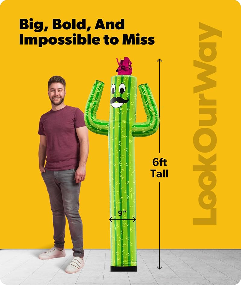 6 Ft LookOurWay Air Dancers Wacky Waving Inflatable Tube Man - Cactus, Blower Not Included